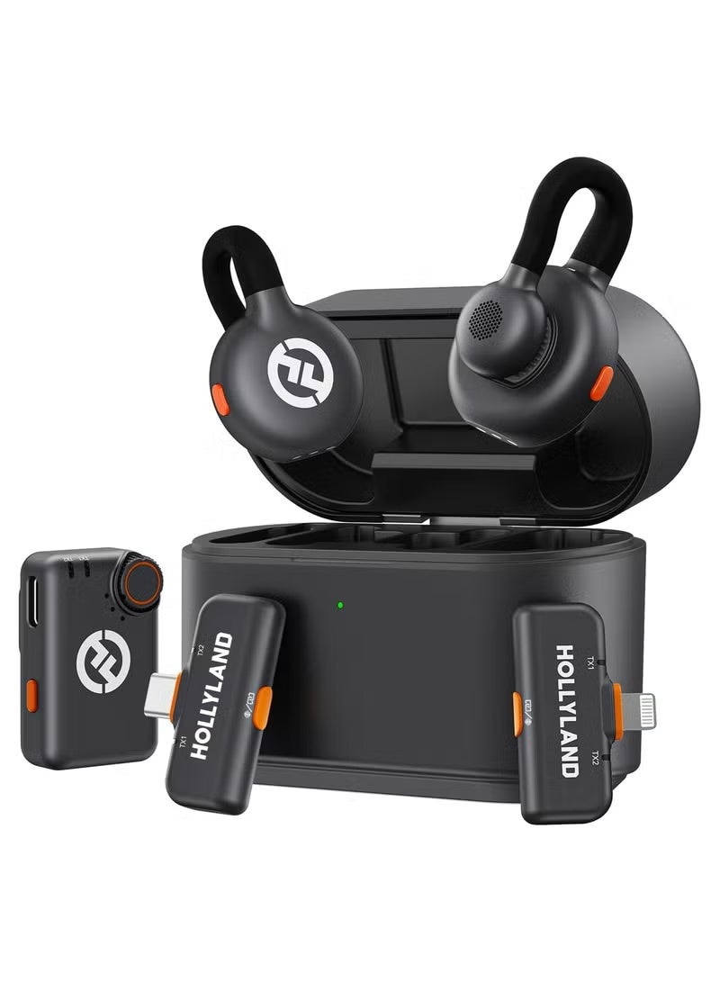 Hollyland M2S Ultimate Combo Wireless Lavalier Microphone Kit – Dual Receivers, Noise Cancelling Compact Mic, Titanium Clip, for iPhone, Android, Camera & PC – Vlogging, Interviews, Content Creation - Image 1